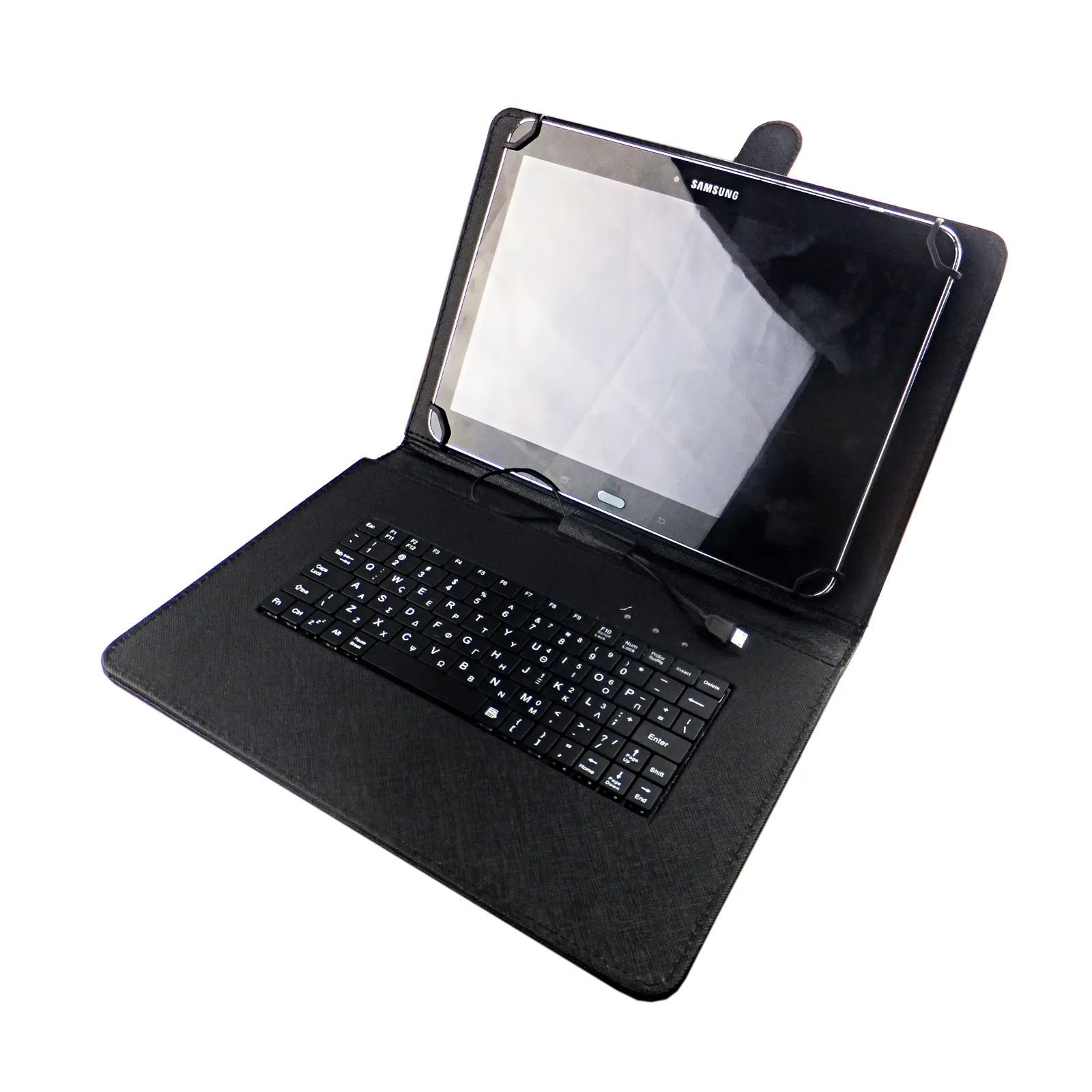Capa para teclado com fio para tablet Samsung Galaxy Tab, preço de fábrica, tipo suporte traseiro com fivela para teclado