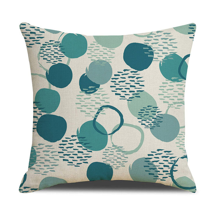 Ocean Blue Digital Print Sofa Throw Pillow Case Linen Cushion Cover