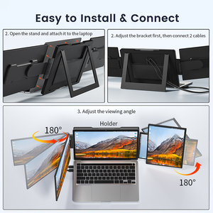 จอมอนิเตอร์ตั้งโต๊ะแบบพกพาหน้าจอ14นิ้ว1080p 1200P <span class=keywords><strong>2</strong></span>.5K หน้าจอ FIPS 180มุม ° จออัจฉริยะหน้าจอคู่แบบพกพา - Product Image 4