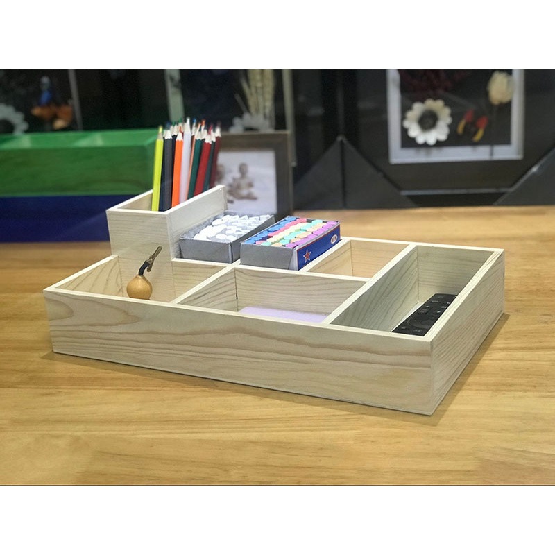 7-compartment plain wood design