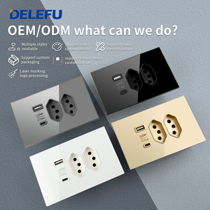 DELEFU巴西标准墙壁智能开关，带usb-c钢化玻璃面板，适合家庭使用 - Product Image 5