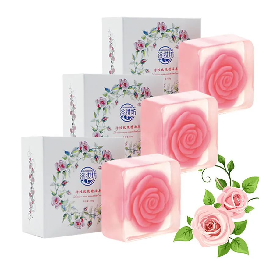 Savon dépilatoire personnalisable, savon Rose à base d'extrait de plante de beauté, fait à la main, 100g