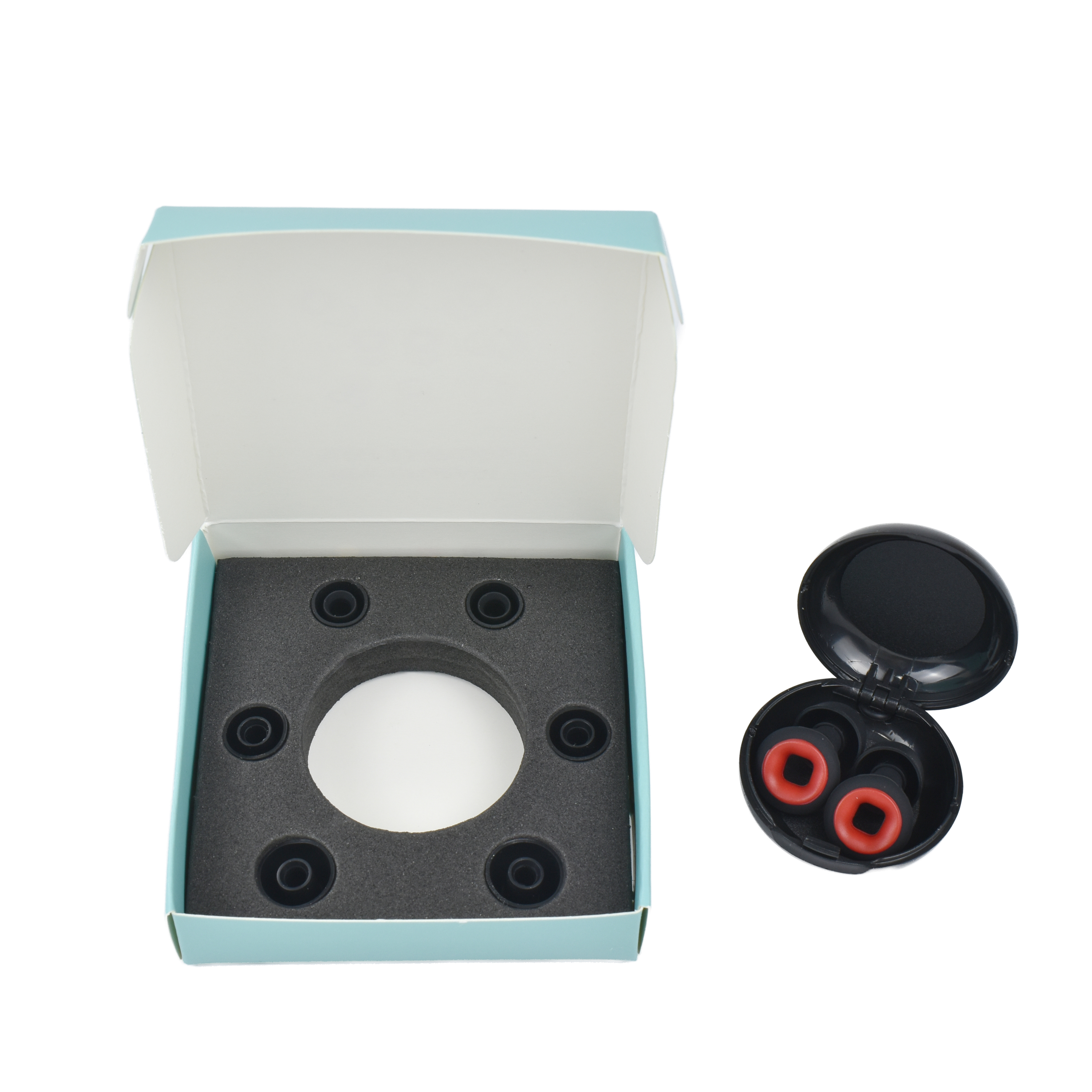 Pièce de cuivre de couleur noire rouge avec 3 paires de bouchons d'oreille