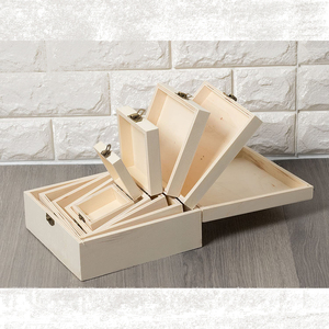 Natural 5 Surtido Tamaño 5 Pack Cajas de madera sin terminar para manualidades Cajas de madera con tapas con bisagras - Product Image 5