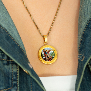 Giveluck Saint Michael Các Tổng lãnh thiên thần 18K mạ vàng thép không gỉ Christian Mặt dây chuyền bùa hộ mệnh cho nam giới và phụ nữ - Product Image 3