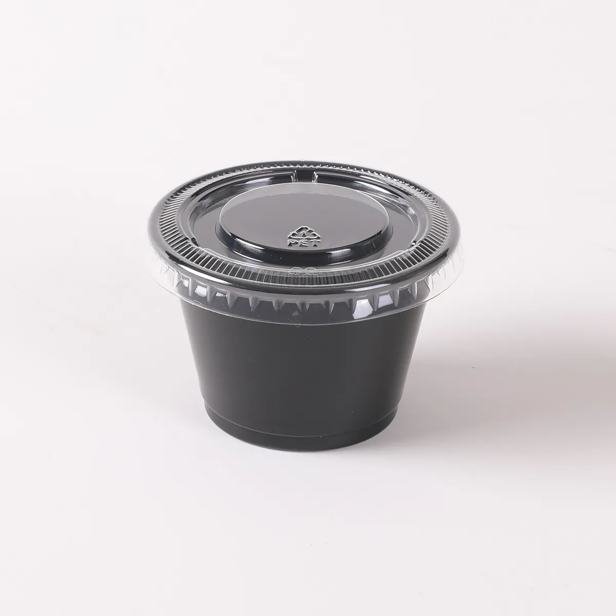 Sıcak satış 2.5 Oz kalınlaşmış tek kullanımlık çeşni bardak siyah plastik Take Away sos bardak