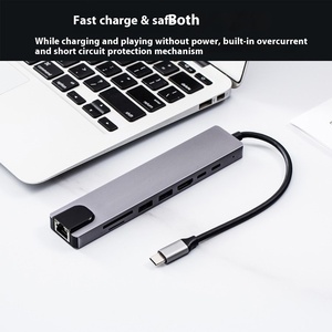 8 in 1 çok fonksiyonlu tip-c HDMI dönüştürücü ağ kartı genişletici yerleştirme istasyonu ile alüminyum alaşım USB Hub - Product Image 2