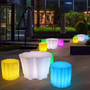Modern Design Outdoor Furniture Led 16 Colors Lighting Tree Stump Stool <strong>Funky</strong> Seating Backless <strong>Patio</strong> Gardens Leisure Park Bench - Product Image 2