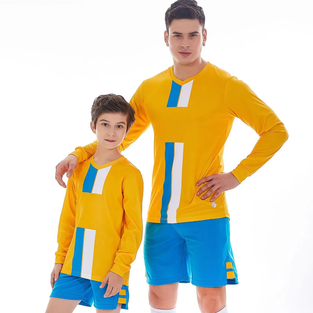 Individuelles langärmeliges Fußballtrikot Verein Mannschaft Trainingsjacke Set Fußballuniformen Trainingsanzug für Herren