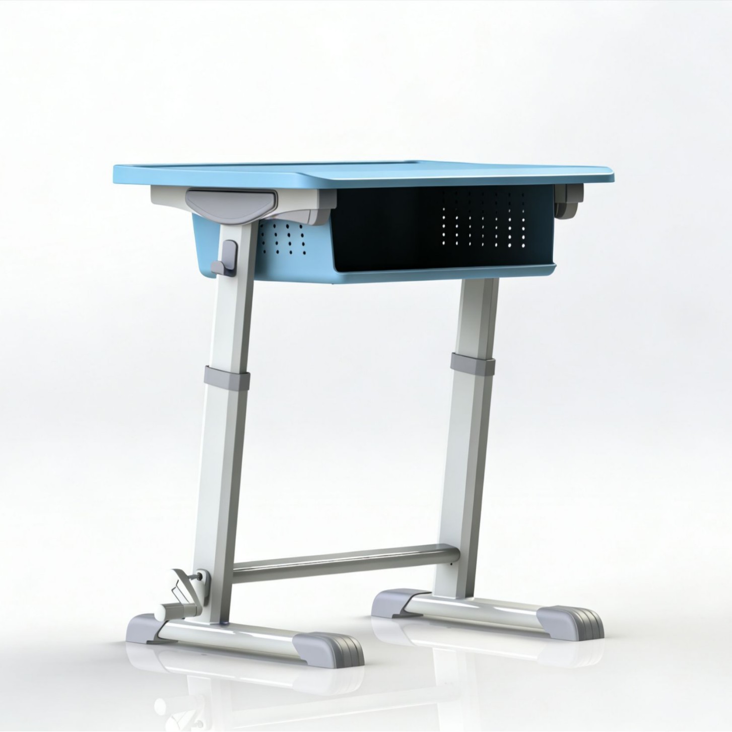 The lunch break desks are flip-up (colors available).