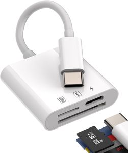 USB C/8 pin a SD TF lettore di schede per iP 15 3-in-1 tipo C Trail lettore di schede adattatore con ricarica per Android Samsung - Product Image 1