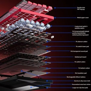 AULA Fire75 Customized Gaming <strong>Keyboard</strong> Three Mode Wireless for <strong>Bluetooth</strong> Mechanic USB Aluminum Gasket Structure for Desktop - Product Image 2