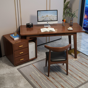 Escritorio de madera maciza para ordenador con bandeja para teclado y almacenamiento de CPU | Mesa de escritura para oficina en casa con gabinete, instalación gratuita incluida - Product Image 4