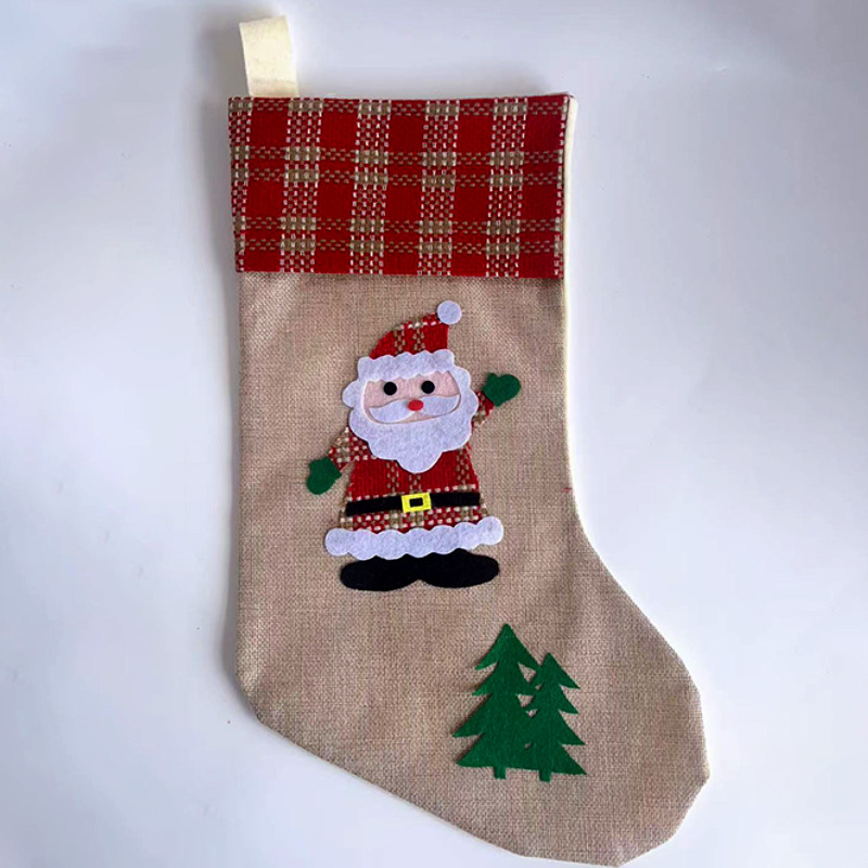 Gray Linen Old Man Christmas Socks