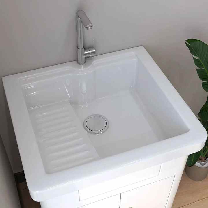 Pequena Família 60cm PVC Lavatório Sink Gabinete Integrado Varanda Wash Wardrobe com Mop Piscina Vanity Combinação
