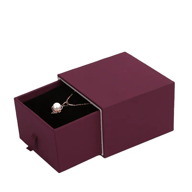 Cajón de anillo de cartón de papel rosa pequeño personalizado embalaje joyero embalaje y bolsa con logotipo impreso