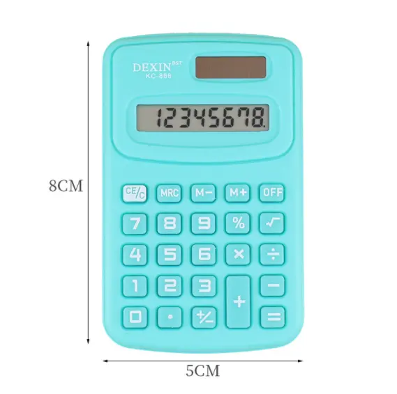 Calculadora de bolso, 8 dígitos de plástico, eletrônico e solar