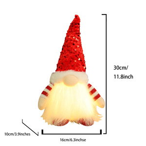 Cao cấp giáng sinh chiếu sáng sequin Gnome bức tượng Thụy Điển mới Rudolph Bảng đồ trang trí búp bê giáng sinh trang trí - Product Image 6
