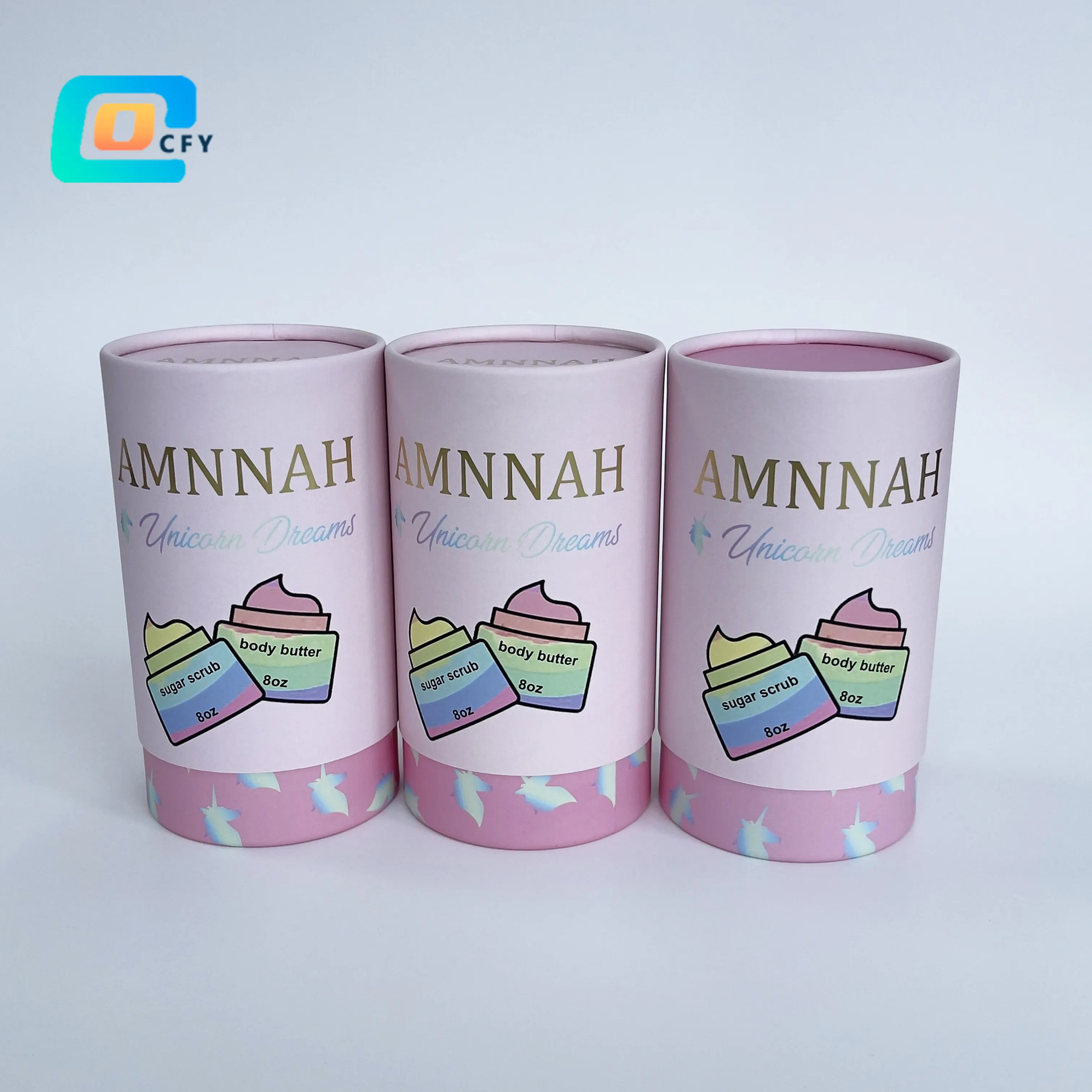 Personalizado Cartão Cilindro Embalagem para açúcar scrub Skincare Herbal Bath Salt Bomb Rodada Presente tubo de papel Caixa para manteiga corporal