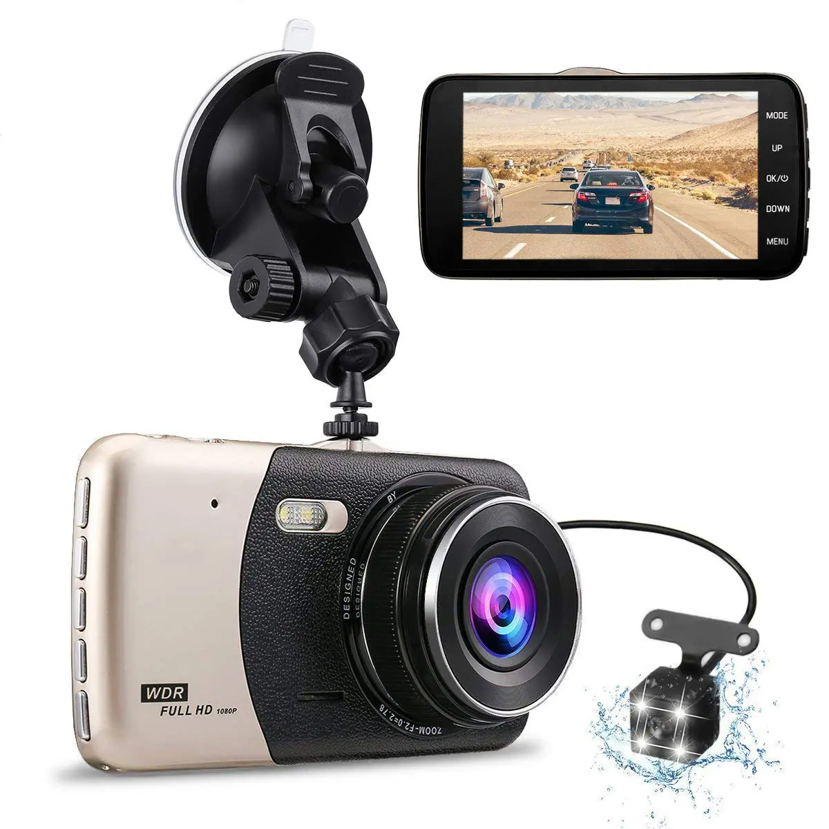 4.0In IPS سيارة بعدسة مزدوجة كاميرا السيارات DVR كاميرا السيارات 24H وقوف السيارات مسجل فيديو داش كاميرا كامل HD 1080p صندوق أسود Dvr سيارة كاميرا