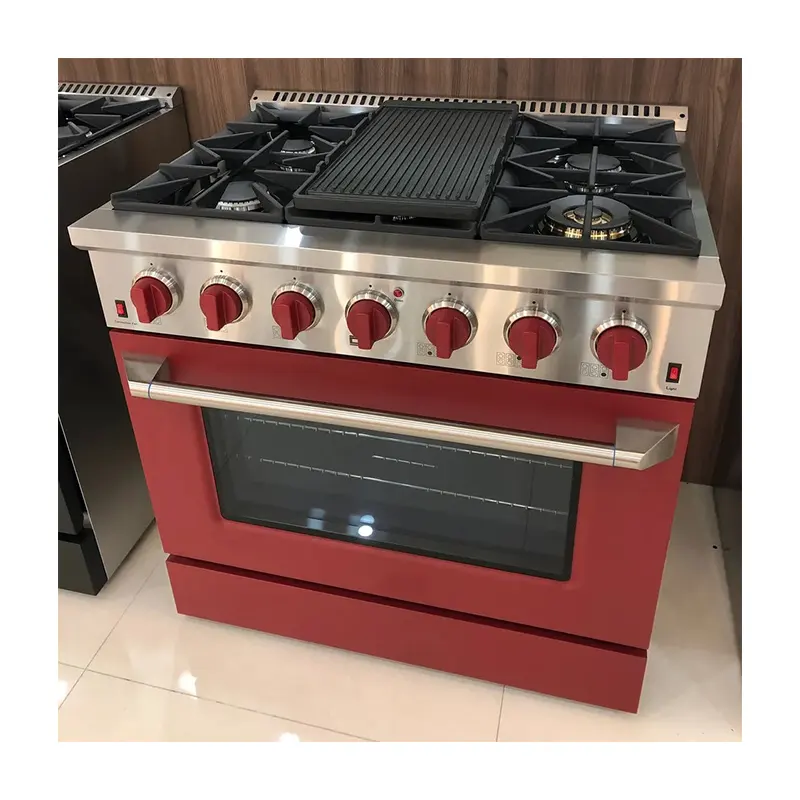 SENG-cocina profesional con 6 quemadores, cocina de gas con horno y parrilla, certificado ETL