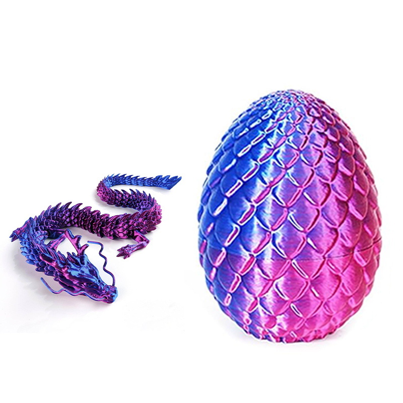 Oeuf de dragon rouge bleu 10CM + dragon chinois 30CM