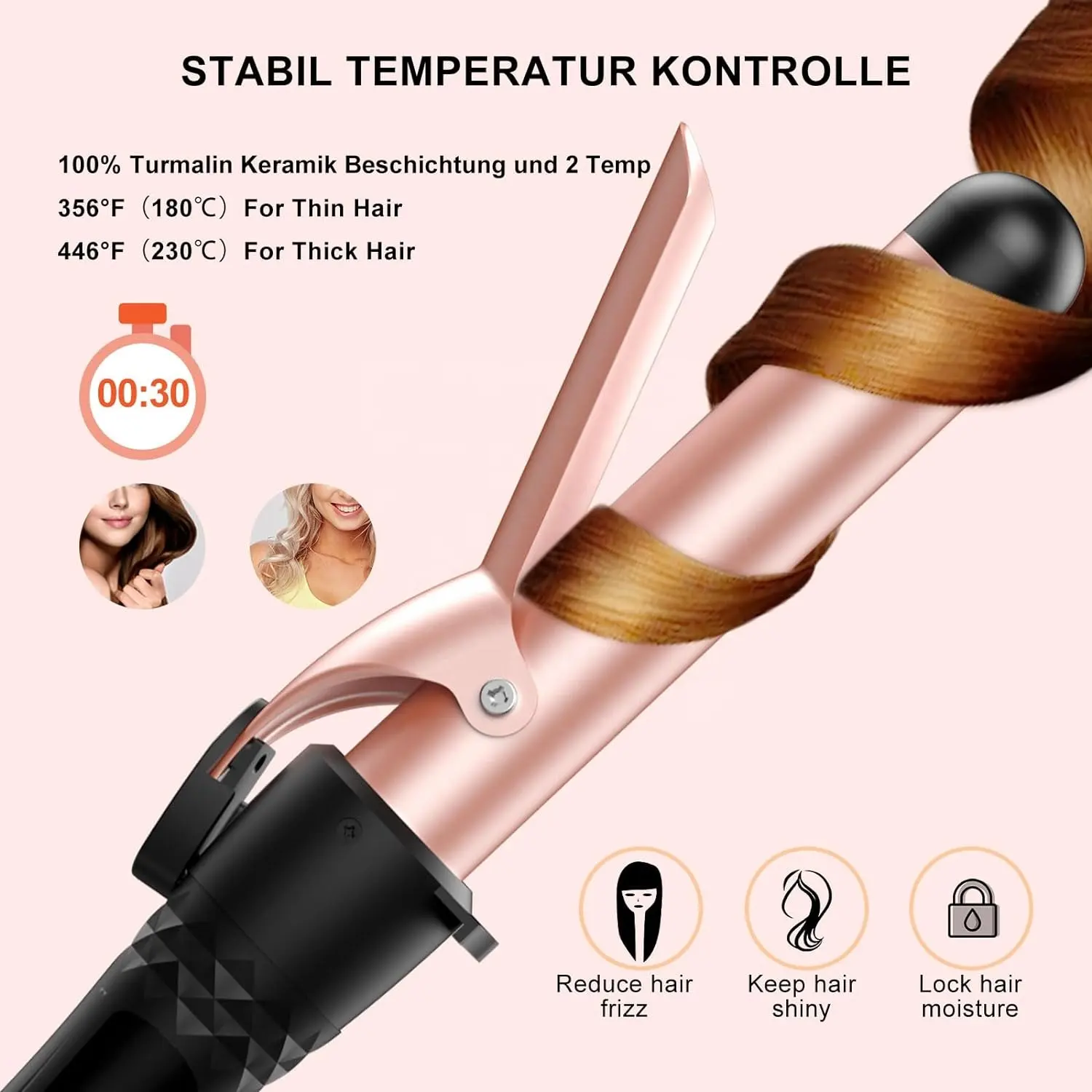 Curling Iron Set 5 in 1  Curling Iron with 3 Barrels and Multifunctional Curling Brush