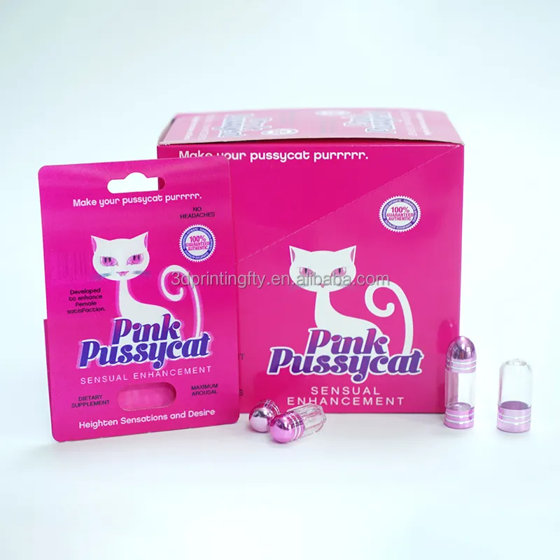 Laris Pil Rhino Pussycat Merah Muda Tablet Pil Peningkat Seksual untuk Wanita Kertas Foil Kemasan Kotak Tampilan Kartu