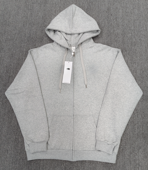 Sudadera con capucha gris con cremallera completa