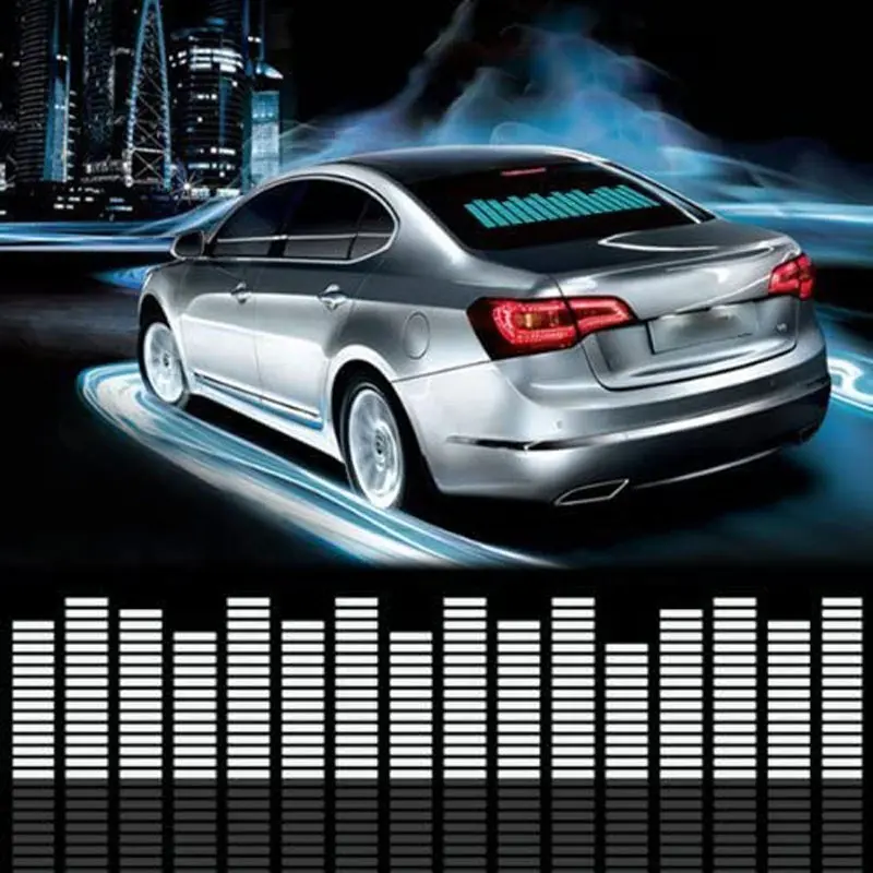 Equalizzatore attivato dal suono personalizzato el decorazione per auto Neon LED Light Music Rhythm flash sticker