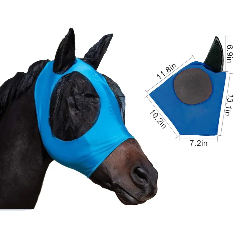 Horse Fly Mask Horse Mask with Ears Smooth and Elasticity Fly Mask with UV Protection