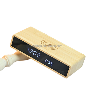 Bamboo 15Wワイヤレス急速充電LED目覚まし時計電子ミラーPd 3.0機能入力5V/2A出力10Wおよび7W - Product Image 1