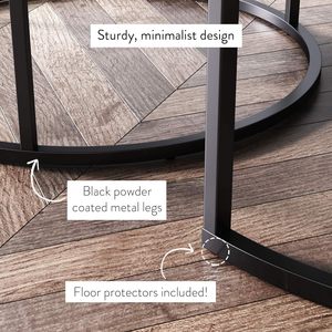 Yuvarlak Modern yuvalama kahve 2 parça Set, ahşap üst ve toz kaplanmış Metal çerçeve ile istiflenebilir oturma odası dekorasyon masa - Product Image 4