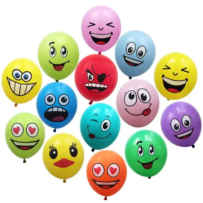 Verschillende Kleur En Grappige Stijl 12 Inch Latex Smiley Gezicht Feestballonnen Voor Verjaardagsfeestje Decoraties