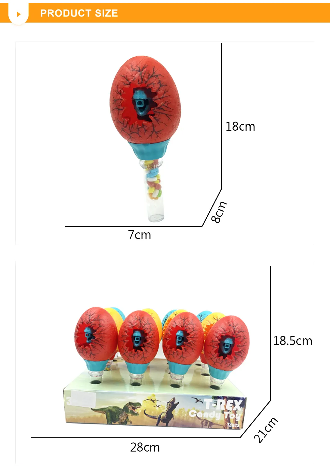 OEM ของเล่นขนมพลาสติกพร้อมหลอดร้อนขายพลาสติกยืดไดโนเสาร์ไข่คลาสสิกของเล่นขนมหลอด