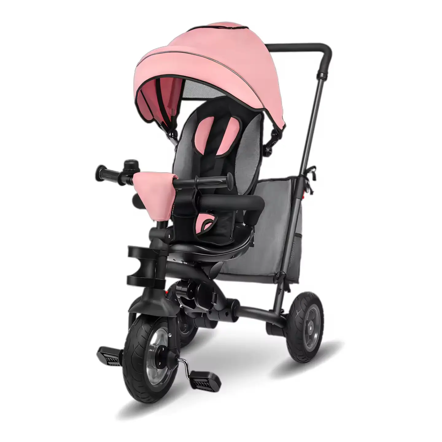 מושב הפיך תלת אופן לתינוק 360 מעלות תינוק דחיפה תלת אופן לילדים תלת אופן עם חופת שמש, ידית הורה