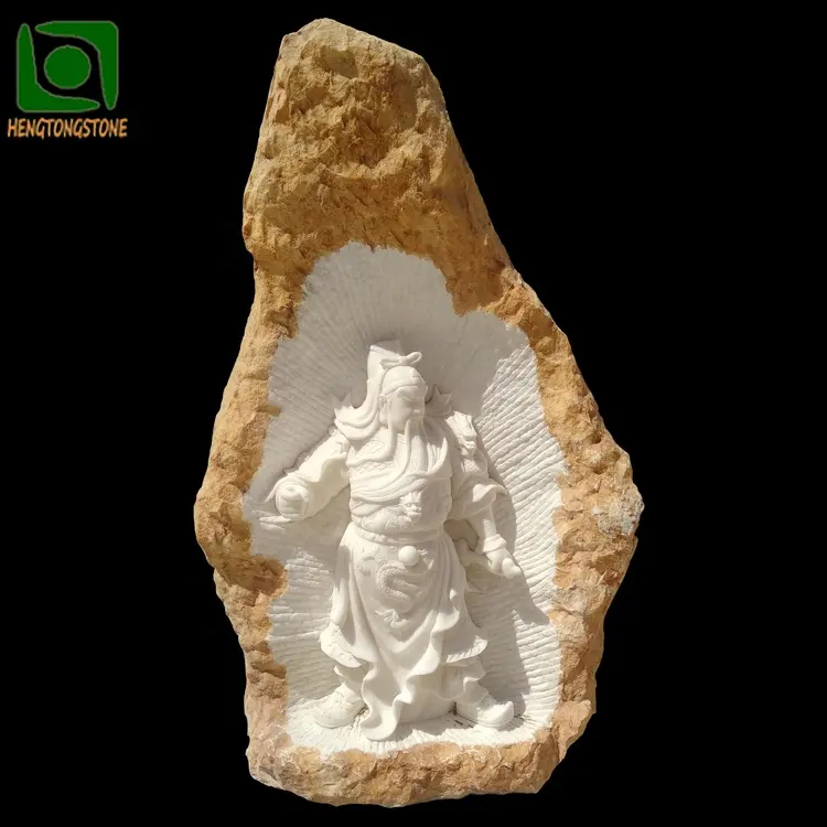 Statua antica cinese figura di pietra di marmo che intaglia la statua di rilievo di Guan Yu