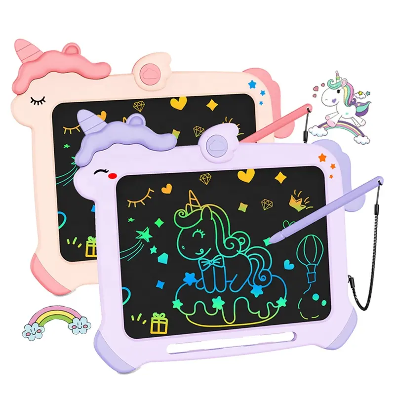 Tavoletta da scrittura digitale unicorno riutilizzabile Doodle Drawing Pad giocattoli educativi in età prescolare Magic Kids Drawing Board