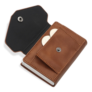 कार्बन फाइबर एल्यूमीनियम धातु कार्ड बटुआ स्मार्ट बटुआ धातु सिक्का पर्स चमड़े पॉप अप कार्ड धारक - Product Image 5