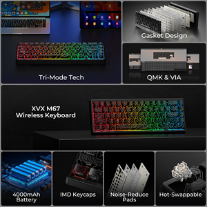 XVX M67 JadeS tone Mechanische Tastatur topographie Schwarz 65% Wireless QMK/VIA Gaming-Tastatur Tri-Mode Hot Swap able Mechanical - Product Image 2