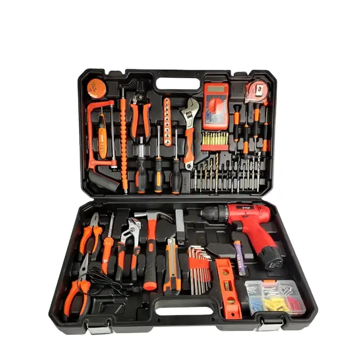 Taladro inalámbrico ETOP a precio de fábrica con kit de herramientas (juego de 136 herramientas) para uso doméstico y profesional, capacidad de mandril de 1-10mm
