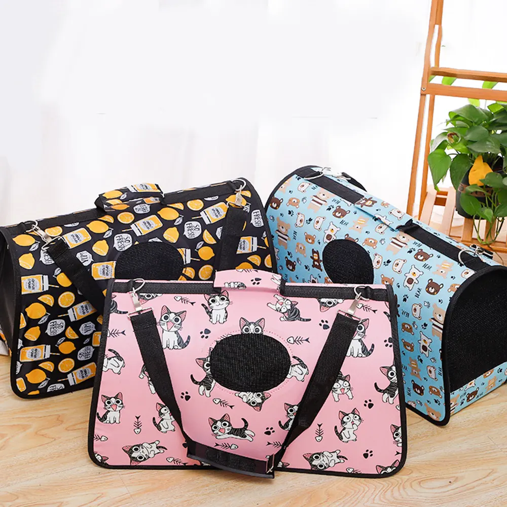 Wholesale Printed Oxford Cloth Portable Pet Cat Dog travel Carrier Bag Cat Carrying Bag