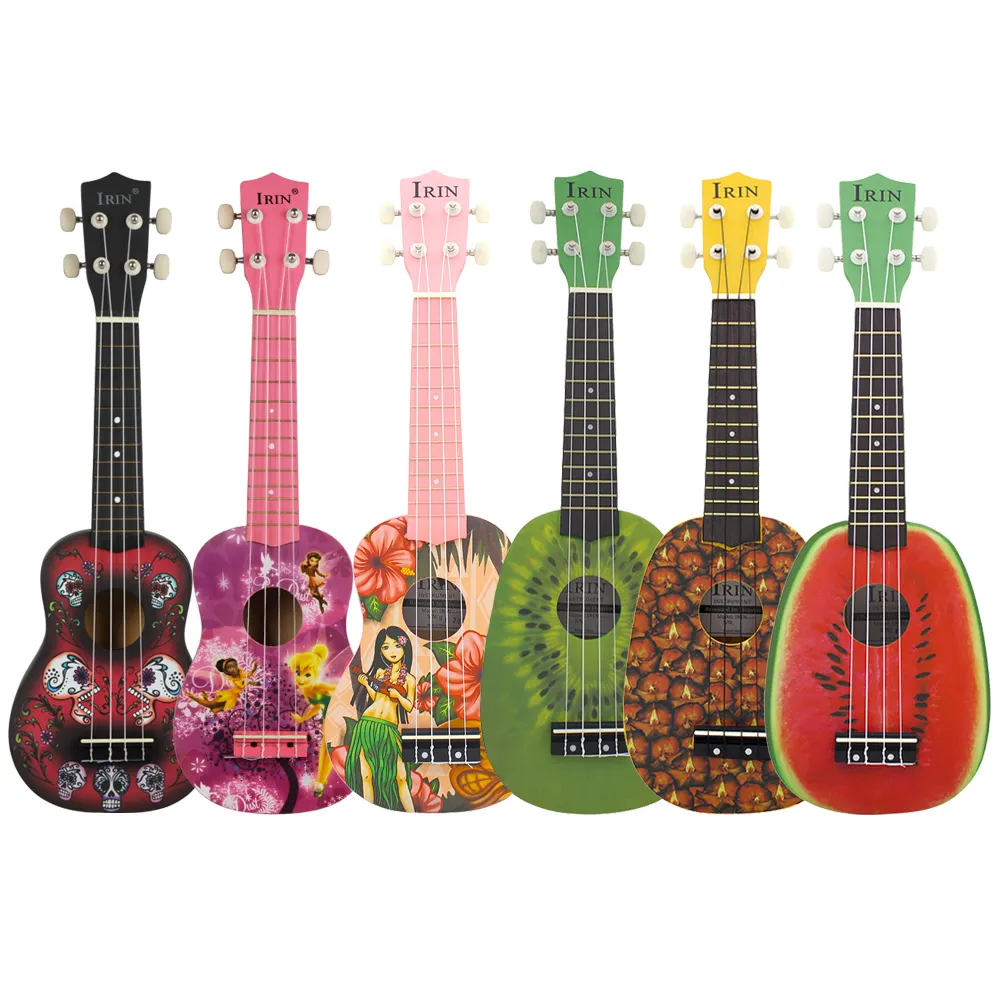 Großhandel IRIN mode frische stil prinzessin obst druck 21 "zoll hawaiian kinder kleine gitarre spielzeug instrument Ukulele für mädchen