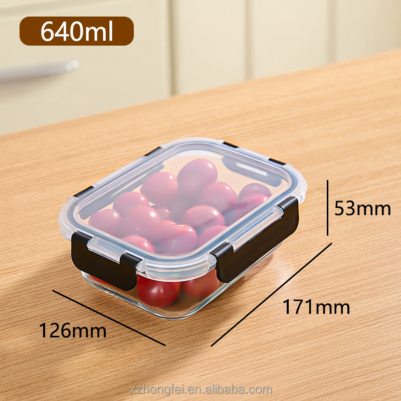 Rectangle noir transparent 640ml