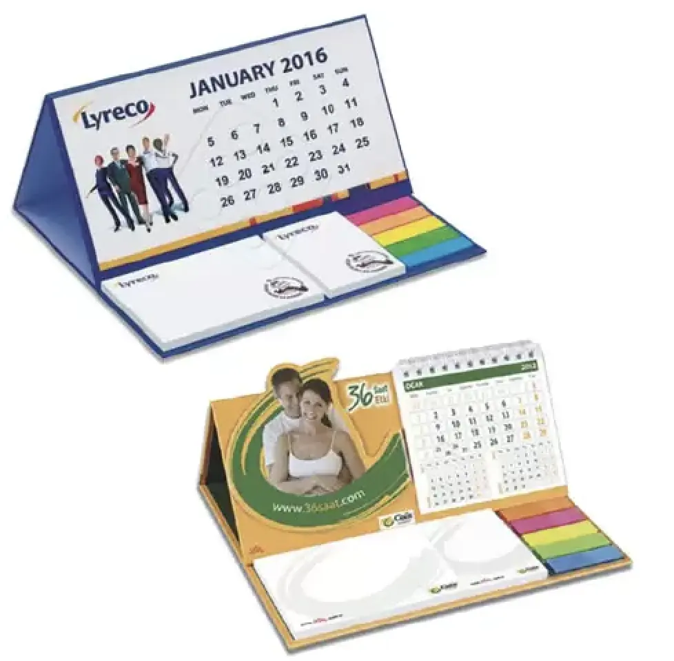 Impressão personalizada do calendário de mesa com nota pegajosa para casa e escritório