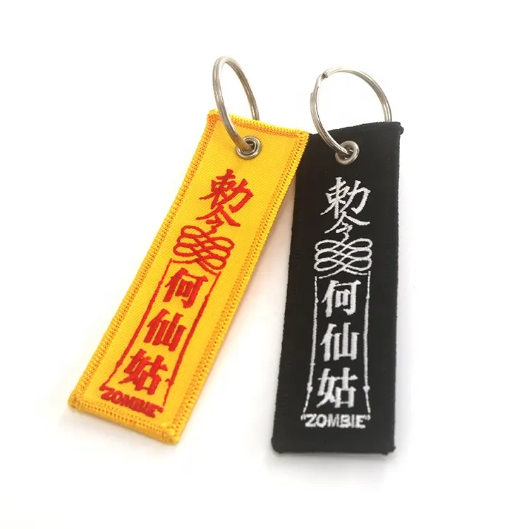 फैक्टरी मूल्य रंगीन कपड़े कुंजी टैग कस्टम चीनी दो पक्ष लोगो के साथ पदोन्नति उपहार कढ़ाई Keychains