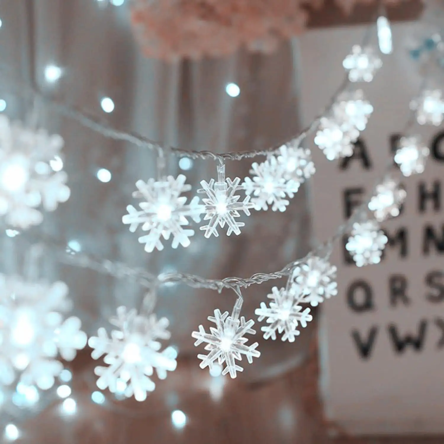 Guirnalda de luces LED de copo de nieve de 3M, guirnalda de luces Led de hadas con pilas, decoraciones navideñas para el Día de San Valentín de Año Nuevo 2024