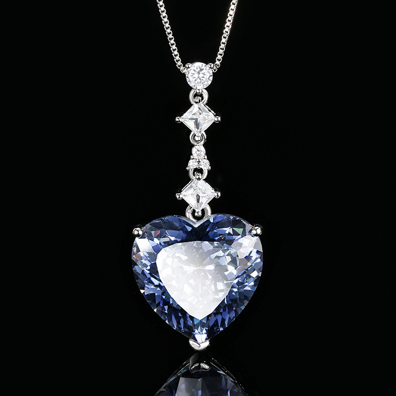 Platinum Bird's Nest cut white plated blue belt box chain