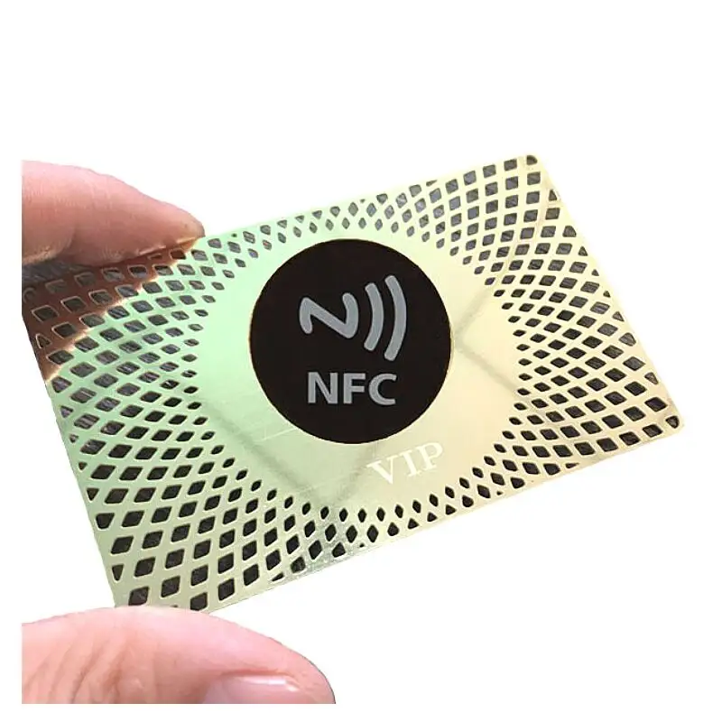 بطاقة تحكم في الوصول غير تلامسي مخصصة حسب الطلب, مصنوعة من الستانلس ستيل ، مخصصة ، تحمل رمز الاستجابة السريع (QR Code) ، بطاقتين معدنيتين NFC