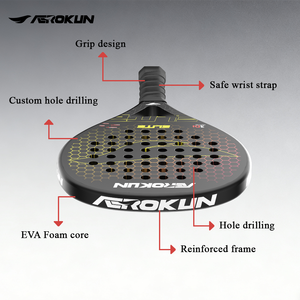 Caston Sport Custom Diamant/Traan/Ronde Koolstofvezel 3K/12K/18K/Kvl/T300/T700 Padelracket Professionele Paddle - Product Image 5